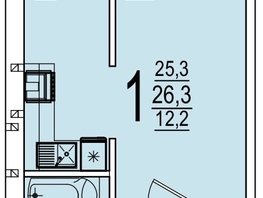 Продается 1-комнатная квартира ЖК Дарград, литера 41, 26.3  м&sup2;, 4276150 рублей