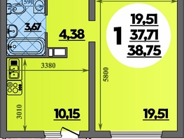 Продается 1-комнатная квартира ЖК Предгорье ЛАГО-НАКИ, литера 8, 38.75  м&sup2;, 5611000 рублей