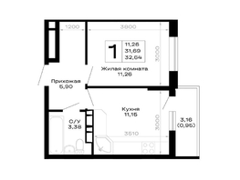 Продается 1-комнатная квартира ЖК Горные высоты, литер 5.1, 32.64  м&sup2;, 5091840 рублей
