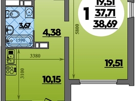 Продается 1-комнатная квартира ЖК Предгорье ЛАГО-НАКИ, литера 8, 38.75  м&sup2;, 5515750 рублей