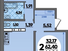 Продается 2-комнатная квартира ЖК Предгорье ЛАГО-НАКИ, литера 4, 64.04  м&sup2;, 7295000 рублей
