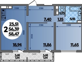 Продается 2-комнатная квартира ЖК Предгорье ЛАГО-НАКИ, литер 8, 58.47  м&sup2;, 7688805 рублей