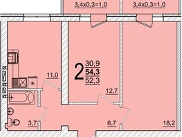 Продается 2-комнатная квартира ЖК Дарград, литера 41, 54.3  м², 6242780 рублей