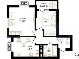 Продается 2-комнатная квартира ЖК Южане, 4 очередь литера 3, 50  м², 6775000 рублей