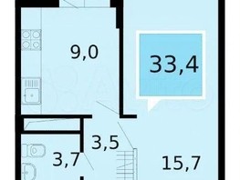 Продается 1-комнатная квартира Героя Георгия Бочарникова ул, 33.5  м², 3950000 рублей