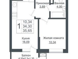 Продается 1-комнатная квартира ЖК Зеленый театр, литера 6, 35  м², 3920000 рублей