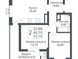 Продается 2-комнатная квартира ЖК Зеленый театр, литера 6, 53.74  м², 6130000 рублей