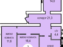 Продается 3-комнатная квартира ЖК Кубанская усадьба, дом 1 к5, 82.8  м², 8694000 рублей