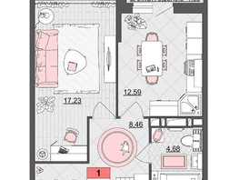 Продается 1-комнатная квартира ЖК Лучший, литер 2, 44  м², 5190000 рублей