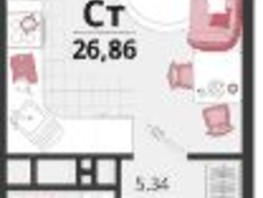 Продается Студия ЖК Родные просторы, литера 21, 26.86  м², 3500000 рублей