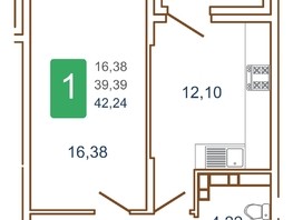 Продается 1-комнатная квартира ЖК Хорошая погода-2, литера 1, 43.5  м², 6503250 рублей