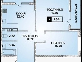 Продается 2-комнатная квартира ЖК Губернский, литера 2, 68  м², 6750000 рублей