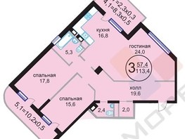 Продается 2-комнатная квартира Кубанская ул, 119.06  м², 25000000 рублей