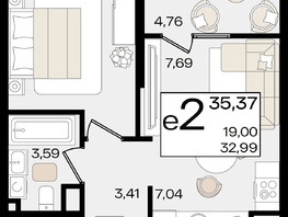 Продается 2-комнатная квартира ЖК Патрики, литер 1.1, 35.37  м², 11431584 рублей