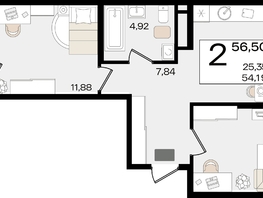 Продается 2-комнатная квартира ЖК Патрики, литер 1.3, 56.5  м², 15842600 рублей