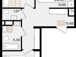 Продается 3-комнатная квартира ЖК Патрики, литер 1.3, 58.75  м², 17431125 рублей