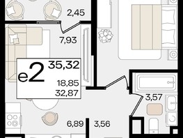 Продается 2-комнатная квартира ЖК Патрики, литер 1.4, 35.32  м², 11171716 рублей