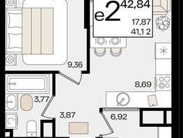 Продается 2-комнатная квартира ЖК Патрики, литер 1.4, 42.84  м², 12475008 рублей