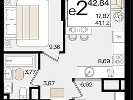 Продается 2-комнатная квартира ЖК Патрики, литер 1.4, 42.84  м², 12817728 рублей