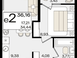 Продается 2-комнатная квартира ЖК Патрики, литер 1.4, 36.16  м², 11122816 рублей