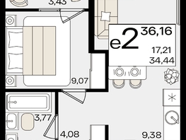 Продается 2-комнатная квартира ЖК Патрики, литер 1.4, 36.16  м², 11401248 рублей