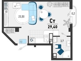 Продается 1-комнатная квартира ЖК Монако, литера 2, 29.4  м², 9400000 рублей