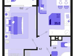 Продается 1-комнатная квартира ЖК Первое место, квартал 1.1, литер 2, 35  м², 5775000 рублей