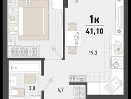 Продается 1-комнатная квартира ЖК Барса, 4В литер, 41.1  м², 10731210 рублей