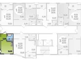 Продается 1-комнатная квартира ЖК Горгиппия, литера 2, 43.06  м², 8534492 рублей