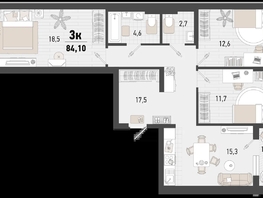 Продается 3-комнатная квартира ЖК Барса, 4В литер, 84.1  м², 22627946 рублей