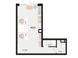 Продается Офис ЖК Родные просторы, литера 22, 43.37  м², 11145600 рублей