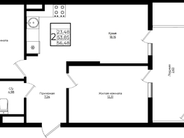 Продается 2-комнатная квартира ЖК Клубный квартал Европа, 9, литера 3, 58.27  м², 7684857 рублей