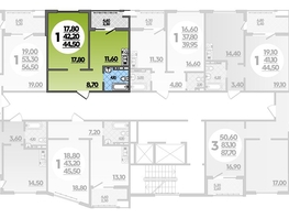 Продается 1-комнатная квартира ЖК Горгиппия, литера 2, 44.5  м², 8272550 рублей