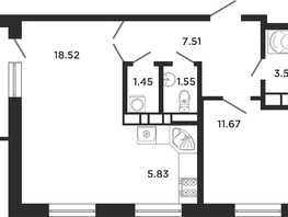 Продается 1-комнатная квартира ЖК Neo-квартал Красная площадь, 11, 52.85  м², 8720250 рублей