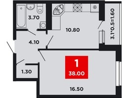 Продается 1-комнатная квартира ЖК Neo-квартал Красная площадь, 19, 38  м², 6650000 рублей