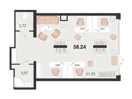 Продается Офис ЖК Родные просторы, литера 24, 58.24  м², 14381500 рублей