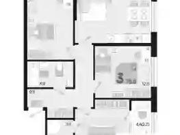 Продается 3-комнатная квартира ЖК Первое место, квартал 1.1, литер 2, 75.5  м², 7693000 рублей