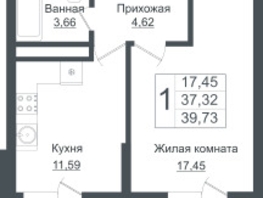 Продается 1-комнатная квартира ЖК Зеленый театр, литера 1, 39.73  м², 7780723 рублей