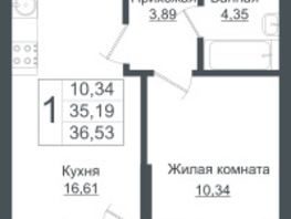 Продается 1-комнатная квартира ЖК Зеленый театр, литера 1, 37.85  м², 7185614 рублей