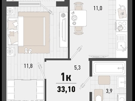 Продается 1-комнатная квартира ЖК Барса, 1В литер, 33.1  м², 10211350 рублей