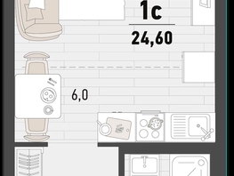 Продается 1-комнатная квартира ЖК Барса, 4Б литер, 24.6  м², 7965849 рублей