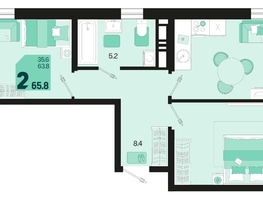 Продается 2-комнатная квартира ЖК Первое место, квартал 1.2, литер 1, 65.8  м², 11317600 рублей