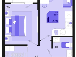 Продается 1-комнатная квартира ЖК Первое место, квартал 1.3, литер 2, 37.4  м², 5348200 рублей