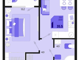 Продается 1-комнатная квартира ЖК Первое место, квартал 1.2, литер 1, 35.5  м², 6177000 рублей