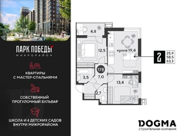 Продается 2-комнатная квартира ЖК Парк Победы 2, литера 6, 63.3  м², 9906450 рублей