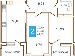 Продается 2-комнатная квартира ЖК Хорошая погода, литера 1, 66.5  м², 8379000 рублей