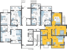 Продается 3-комнатная квартира ЖК Горный квартал, литера 1, 82.4  м², 21959600 рублей