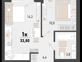 Продается 1-комнатная квартира ЖК Барса, 4В литер, 33.8  м², 10835608 рублей