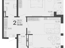 Продается 2-комнатная квартира ЖК Светский лес, литер 4, 58.4  м², 20148000 рублей