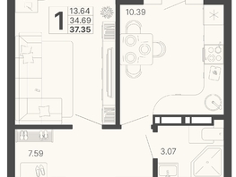 Продается 1-комнатная квартира ЖК Светский лес, литер 4, 36.02  м², 17325620 рублей